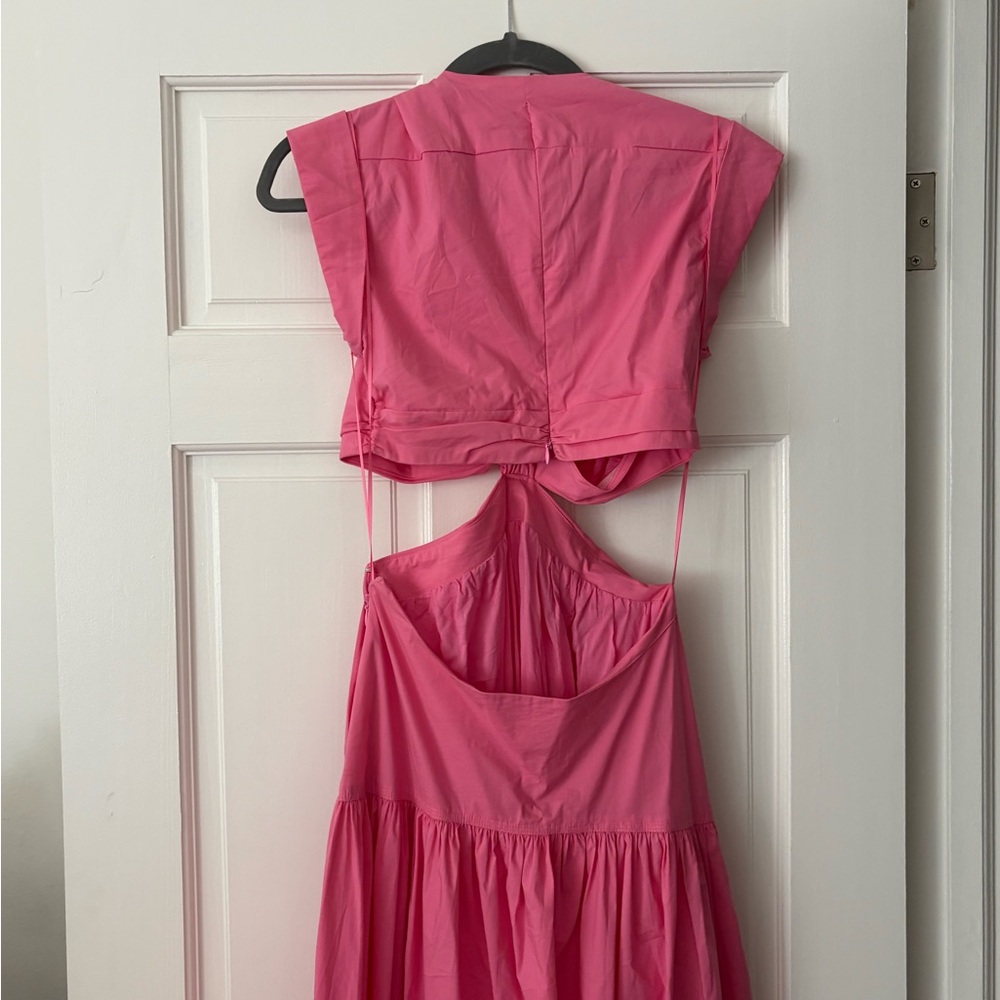 Karlie Pink Solid Poplin Maxi Dress
